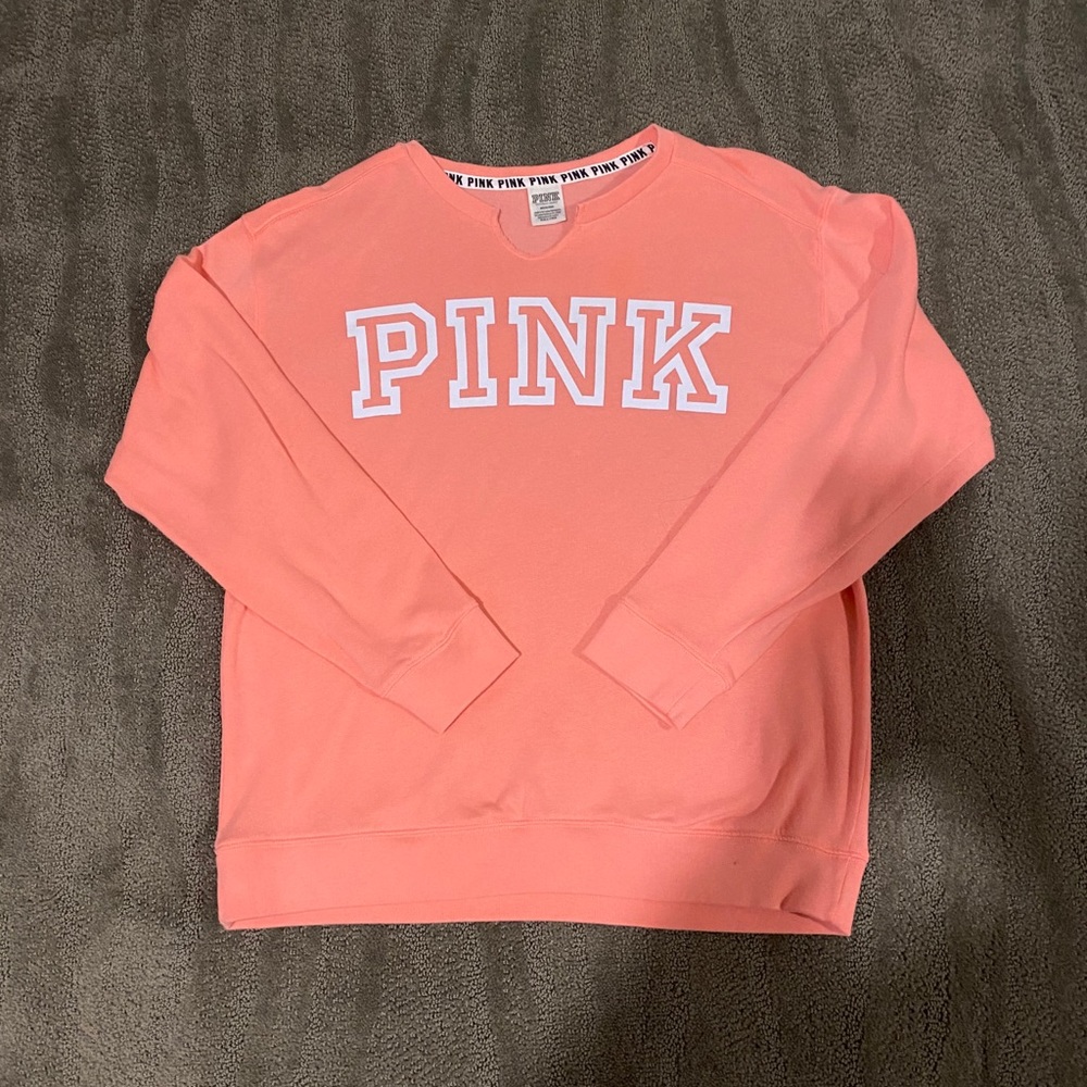 PINK notched collar sweatshirt